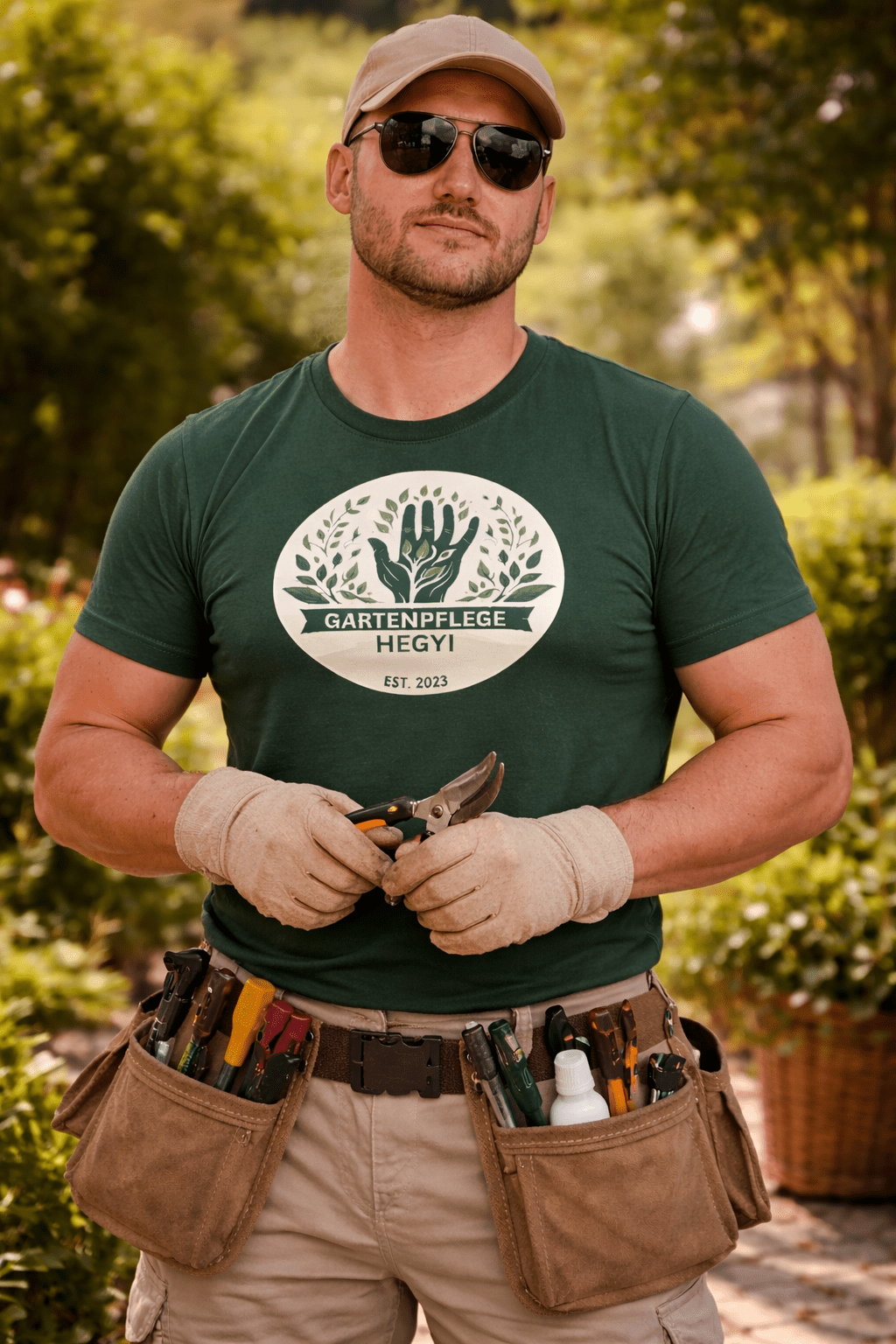 Gärtner bei der Arbeit im Garten